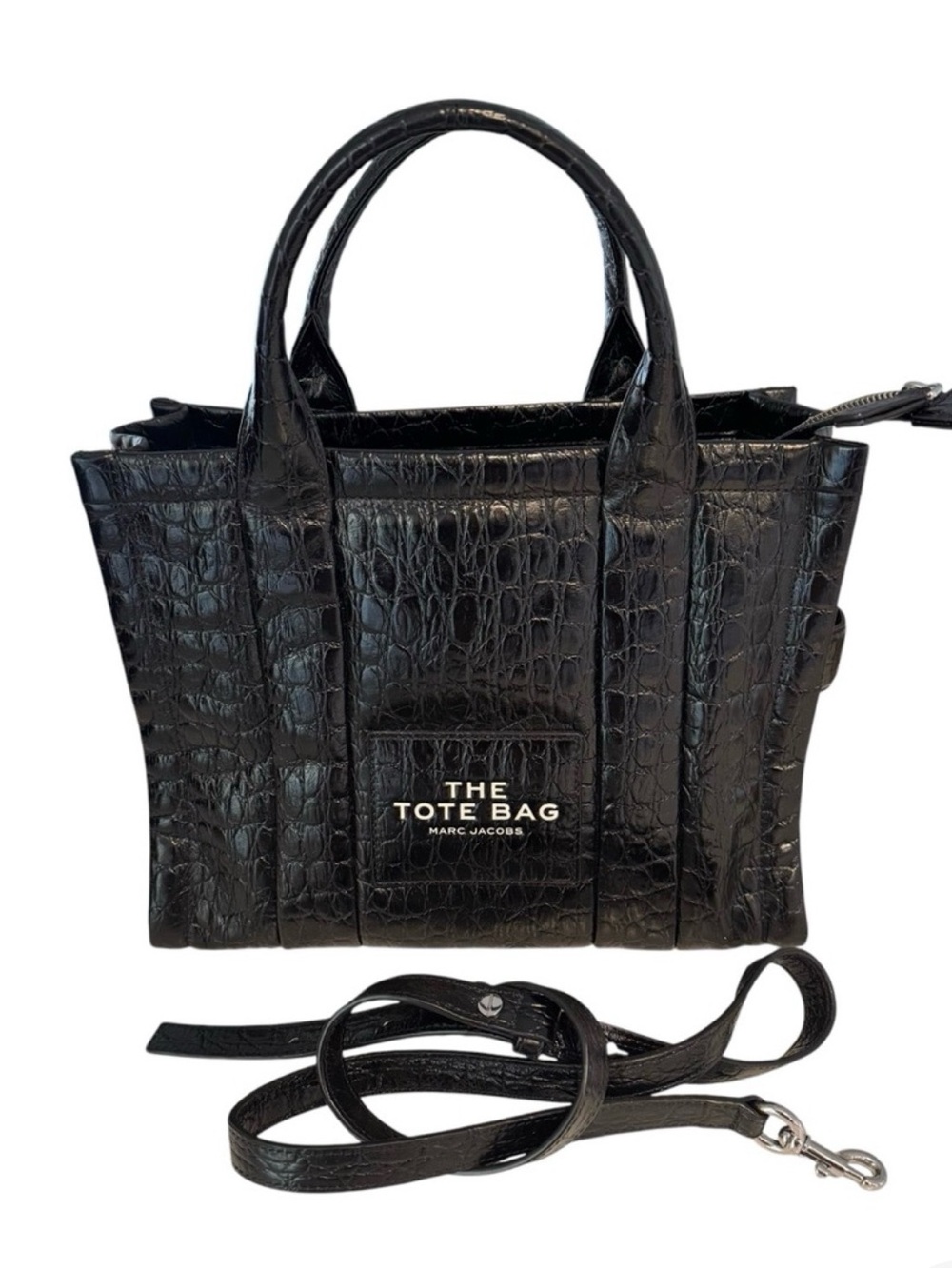 Marc Jacobs Black Croc-Embossed The Tote Bag